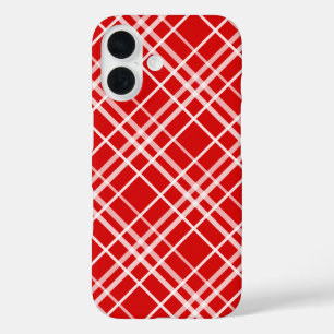 Coque Pour iPhone 16 Design de Motif en Tartan blanc rouge
