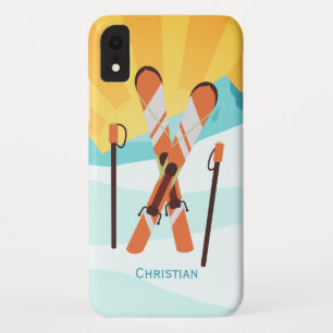 Coques Pour iPhone Design de ski rétros avec paysage neigeux