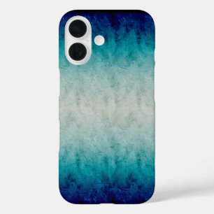 Coque Pour iPhone 16 Design dégradé de marbre bleu reflété