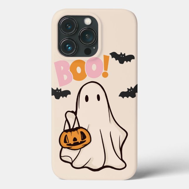 Coques Case-Mate iPhone design d'halloween fantôme rose et orange (Verso)