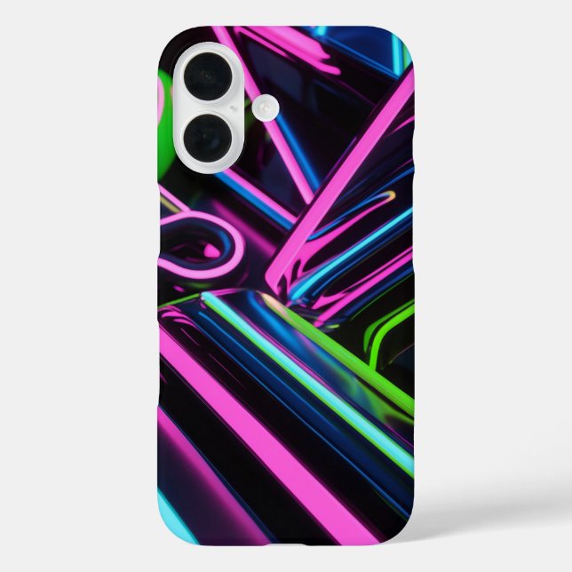 Coques Case-Mate iPhone Design d'onde rétro néon - rose électrique, bleu (Verso)
