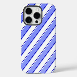 Coque iPhone 16 Pro Design en bande en bleu et blanc