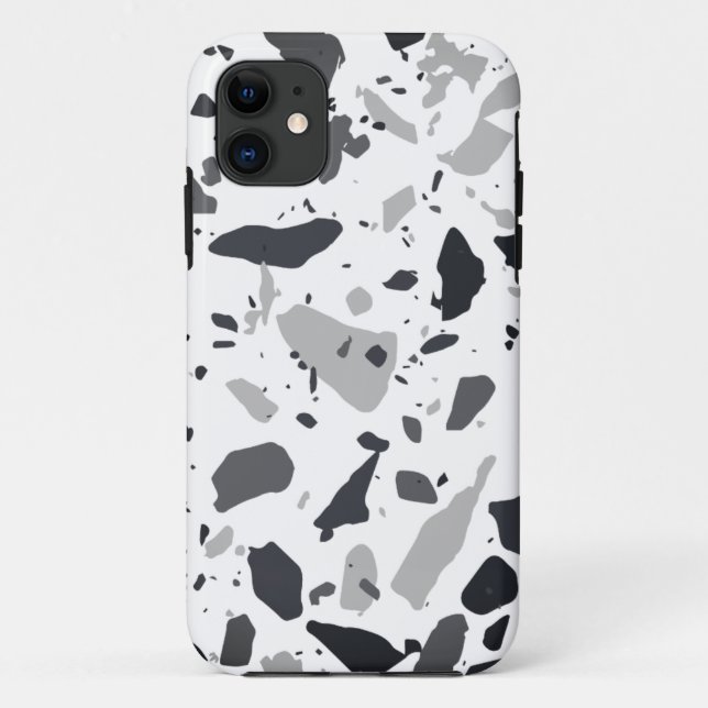 Coques Case-Mate iPhone design en terrazzo noir et gris (Dos)