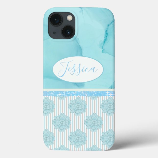 Coques Case-Mate iPhone Design floral à ressort multi-bleu (Verso)