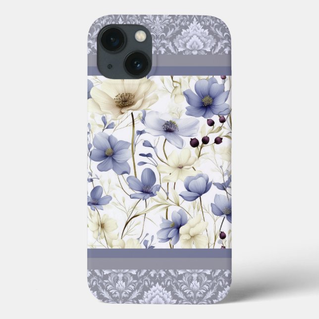 Coques Case-Mate iPhone Design floral à ressort multi-bleu (Verso)