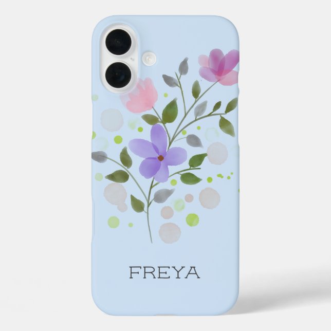 Coques Case-Mate iPhone Design floral avec le nom Freya. (Verso)