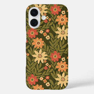 Coque Pour iPhone 16 Design floral bohème dans les tons de terre