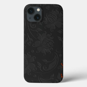 iPhone 13 Coque Design floral élégant monochromatique gris foncé
