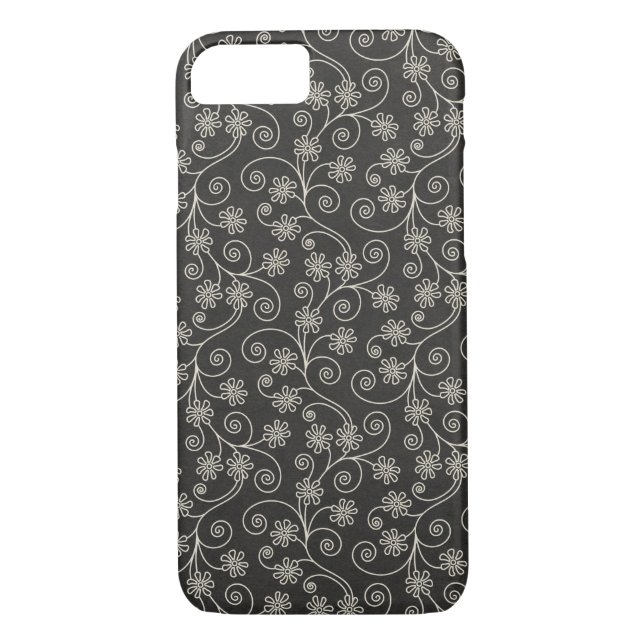 Coques Case-Mate iPhone design floral noir et blanc (Dos)
