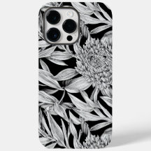 Design floral noir et blanc pour boîtier téléphoni