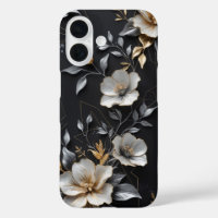 Design floral peint à la main avec or et argent