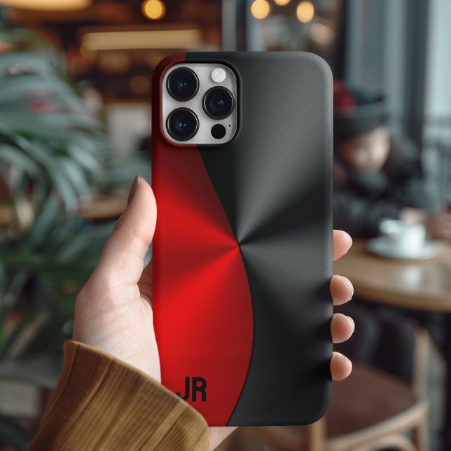 Coques Case-Mate iPhone Design géométrique rouge et noir métallique (Créateur téléchargé)