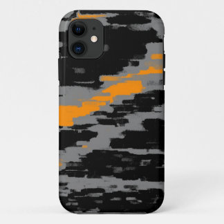 Coque iPhone 11 Design graphique orange gris noir rétro