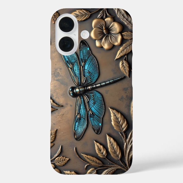 COQUES Case-Mate iPhone DESIGN MÉTAL BLEU DRAGONFLY (Verso)