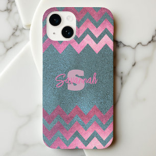Coque Case-Mate iPhone Design Moderne Chic Chevron Rose Et Or