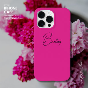 Coque Case-Mate iPhone Design Moderne Simple Hot Pink Nom de script