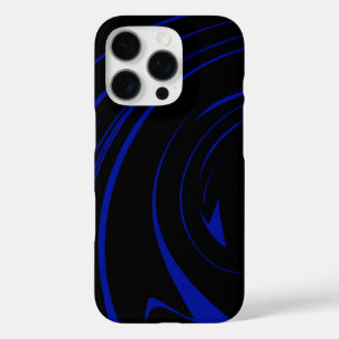 Coque iPhone 16 Pro Design Motif en marbre Abstrait en noir et bleu
