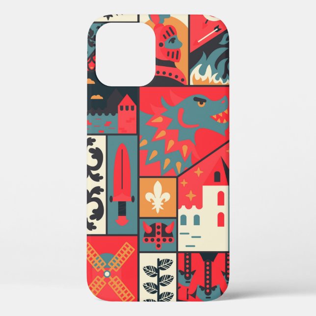 Coques Case-Mate iPhone Design motif médiéval sans soudure. Texti de décor (Verso)