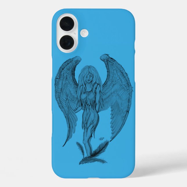 Coques Case-Mate iPhone Design noir et bleu Angel (Verso)