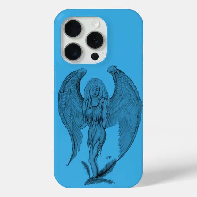 Coques Case-Mate iPhone Design noir et bleu Angel (Verso)
