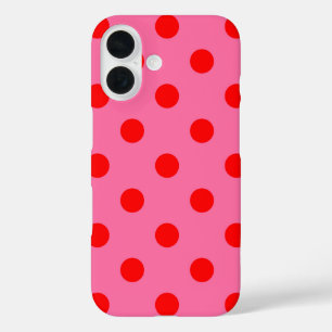 Coque Pour iPhone 16 Design Pois rouge sur rose