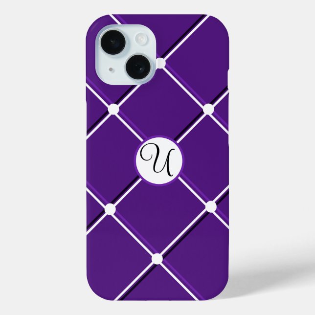 Coques Case-Mate iPhone Design rayé violet et blanc Fancy U initial (Verso)
