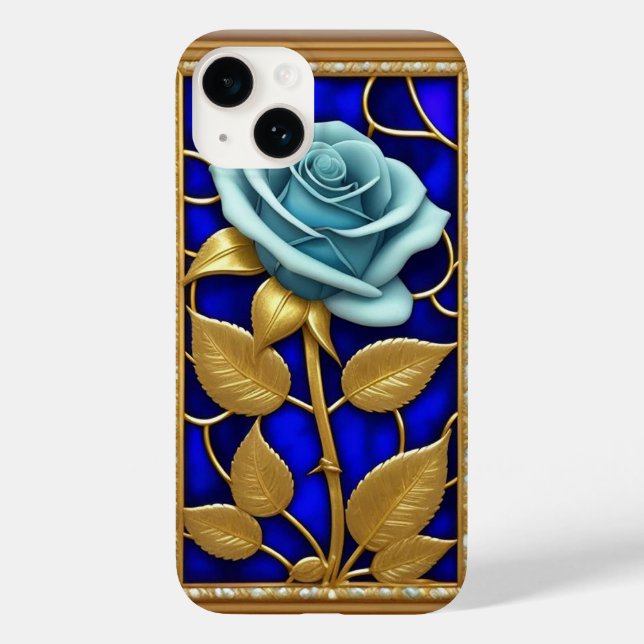 Coques Case-Mate iPhone Design Rose bleu en verre tendu (Verso)
