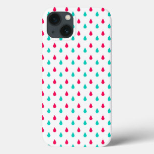 iPhone 13 Case Design rouge blanc et bleu Raindrop