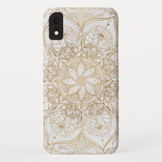 Coques Case-Mate iPhone Design tendance or floral Mandala Marble (Dos)