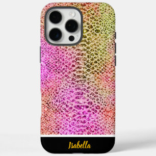 Coque iPhone 16 Pro Max Design vibrant rose et vert serpent