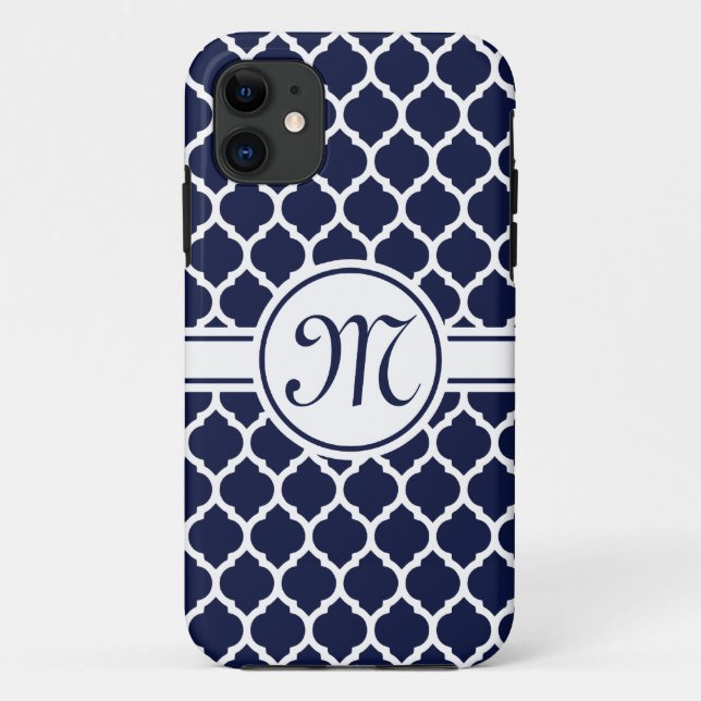 Coques Case-Mate iPhone Designer Marine Monogramme Marocain Motif de treil (Dos)
