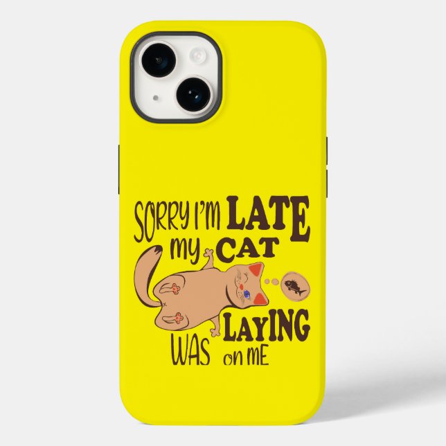 Coques Case-Mate iPhone Désolé je suis en retard mon chat était allongé su (Verso)