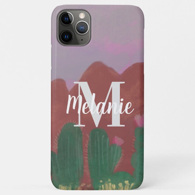 Coques Case-Mate iPhone Dessert de cactus Montagnes Art Dessiné à la Main (Dos)