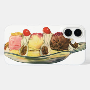Coque Pour iPhone 16 Desserts alimentaires vintage, cerises de banana s