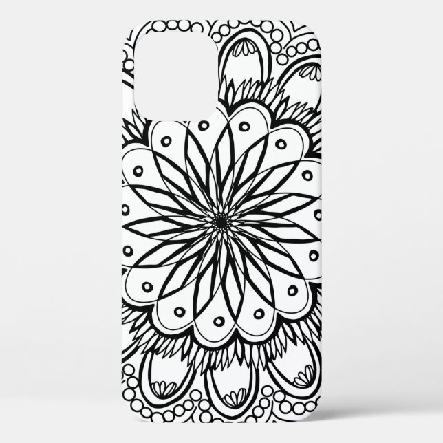 Coques Case-Mate iPhone Dessin à main de mandala de fleurs (Verso)
