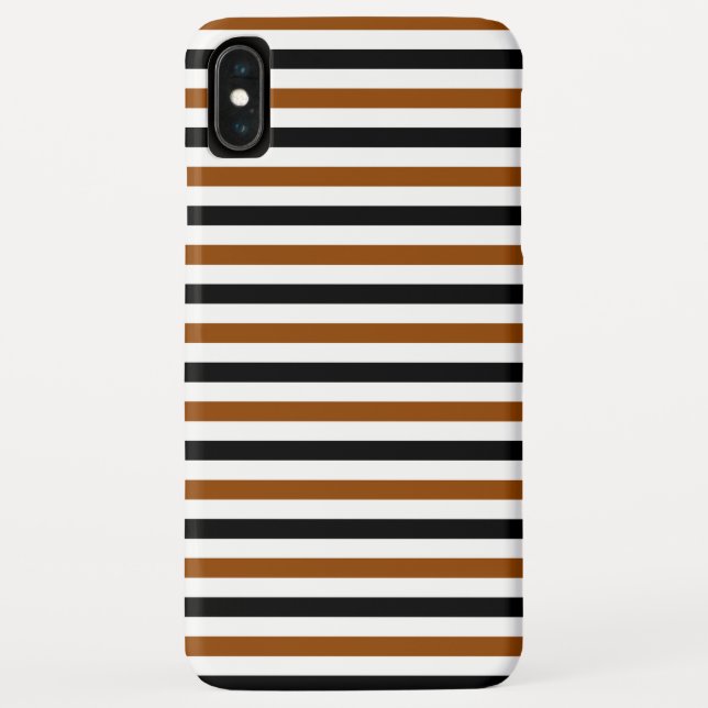 Coques Case-Mate iPhone dessin à rayures marron noir et blanc (Dos)