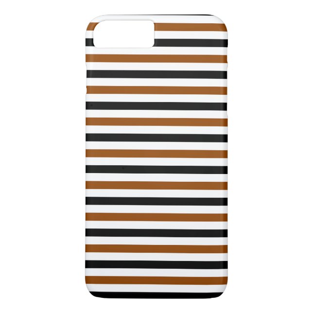 Coques Case-Mate iPhone dessin à rayures marron noir et blanc (Dos)