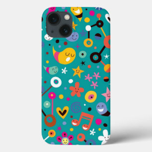 iPhone 13 Coque dessin animé amusant motif turquoise
