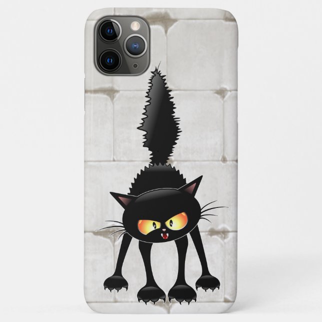 Coques Case-Mate iPhone Dessin animé de chat noir drôle et féroce  (Dos)