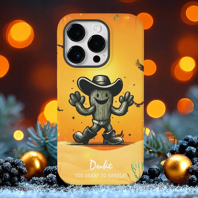Coques Case-Mate iPhone Dessin animé de cow-boy cactus rétro (Créateur téléchargé)