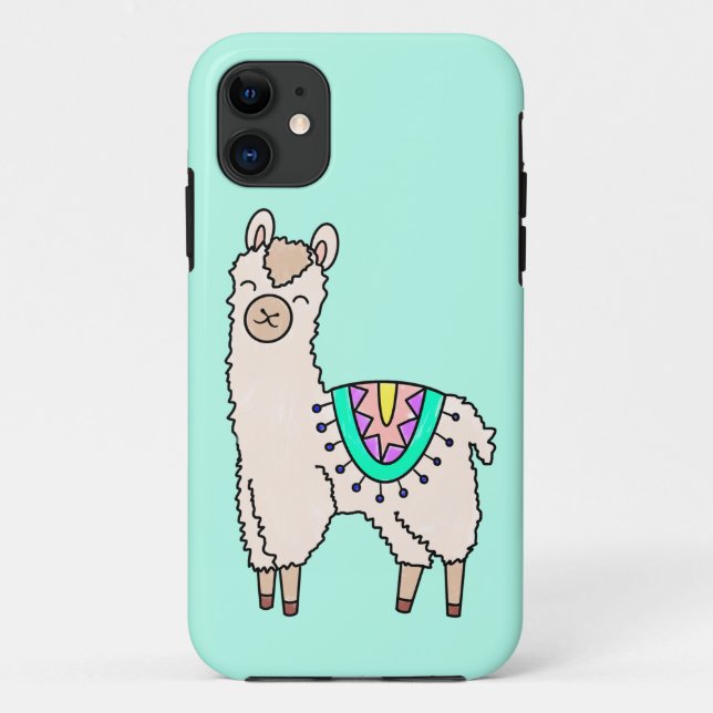 Coques Case-Mate iPhone dessin animé de llama alpaga souriant (Dos)
