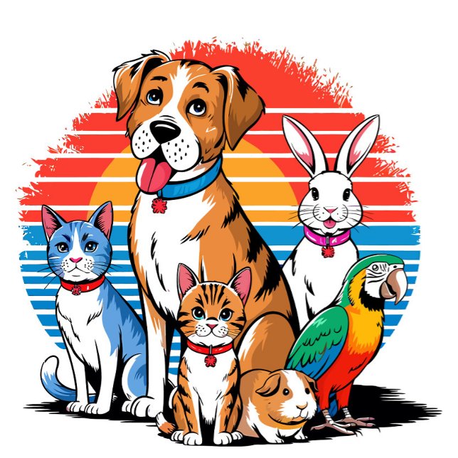 Coques Case-Mate iPhone Dessin Animé de Rassemblement d'Animaux de Compagn (A vibrant animated scene featuring a cheerful dog at the forefront, surrounded by other animals. )