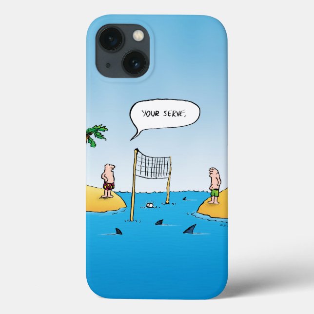 Coques Case-Mate iPhone Dessin animé drôle de volley-ball de requin (Verso)