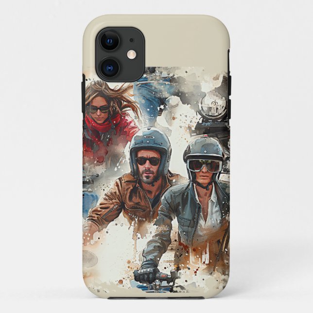 Coques Case-Mate iPhone Dessin aquarelle MotoBikers Coque-Mate iPhone Cas (Dos)