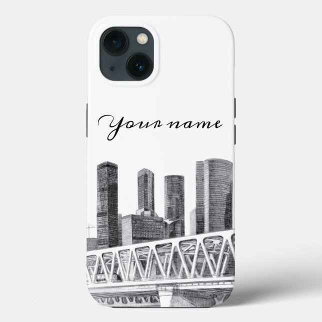 Coques Case-Mate iPhone Dessin au crayon du pont Metro (Verso)