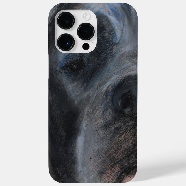 Coques Case-Mate iPhone Dessin au pastel Grand Danois bleu  (Verso)