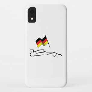 Case-Mate iPhone Case Dessin au trait de voiture de course avec drapeau