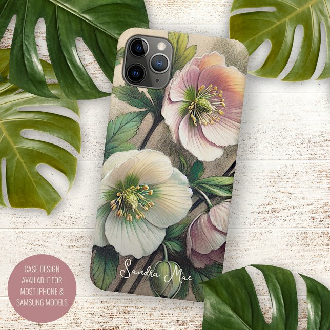 Coques Case-Mate iPhone Dessin botanique personnalisé d'Helleborus (Créateur téléchargé)
