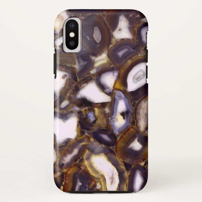 Coques Case-Mate iPhone dessin d'agate marron violet blanc (Dos)