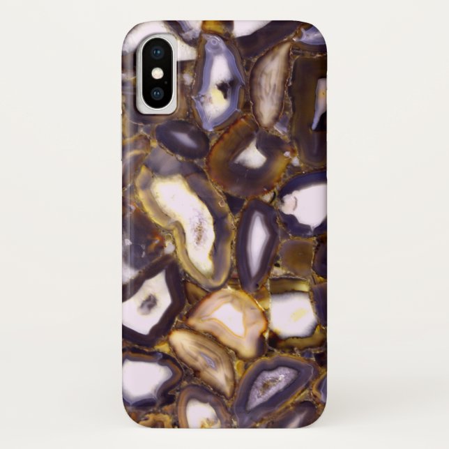 Coques Case-Mate iPhone dessin d'agate marron violet blanc (Dos)